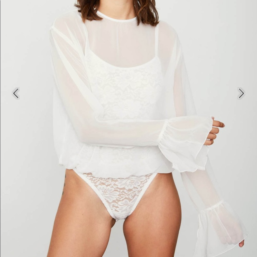 HAH C It Thru Bodysuit In Eggshell NWT Sz M